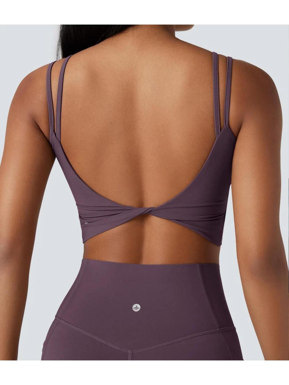 Halara UltraSculpt Double Straps Twisted Backless Cropped Tank Top Purple Size L
